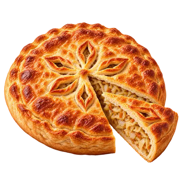 Пирог с капустой: пирог и кусочек с начинкой