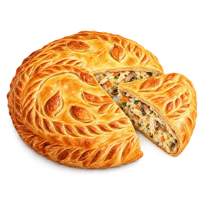 Курник с пикантной курицей — иллюстрация пирога