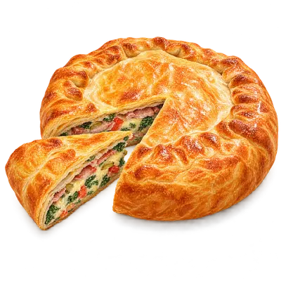 Курник со свиной корейкой — иллюстрация пирога