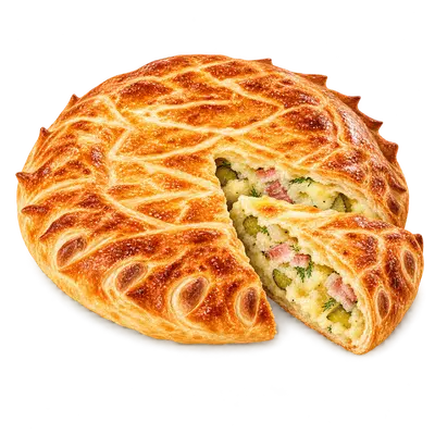 Пирог с картофелем и беконом — иллюстрация пирога