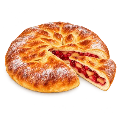 Пирог с яблоками и брусникой — иллюстрация пирога