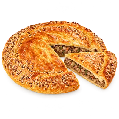 Пирог мясной — иллюстрация пирога